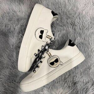 KARL LAGERFELD PARIS WHITE LACE-UP SNEAKERS WOMEN'S SIZE 10M